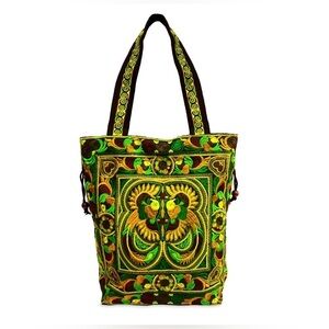 Embroidered, Handcrafted, Unique Tote Bag 💚 💛